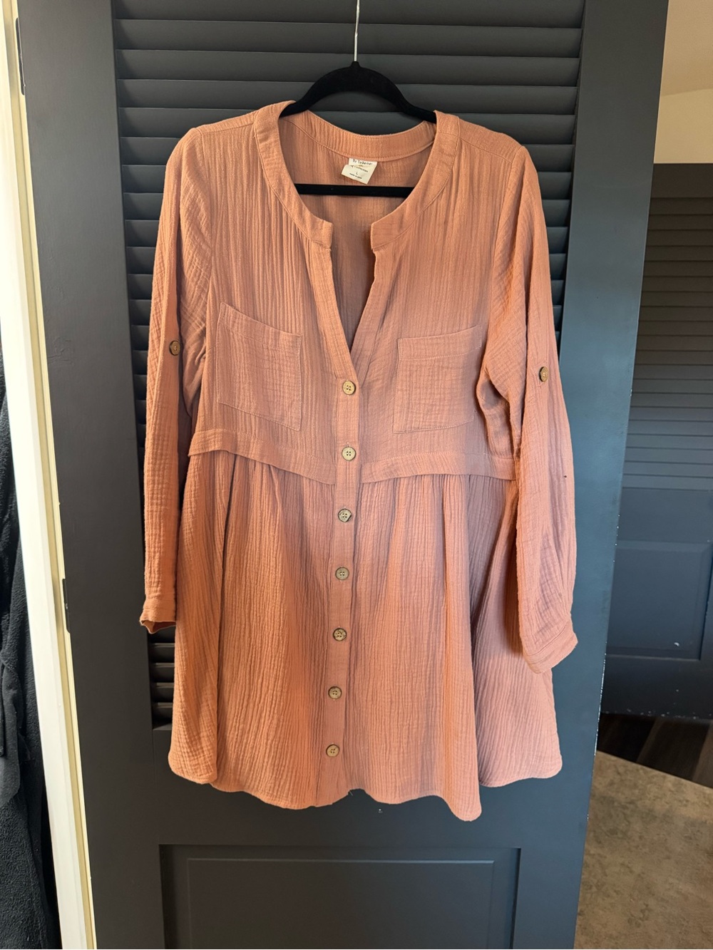 By Together Dusty Rose Button-Front Tunic Top